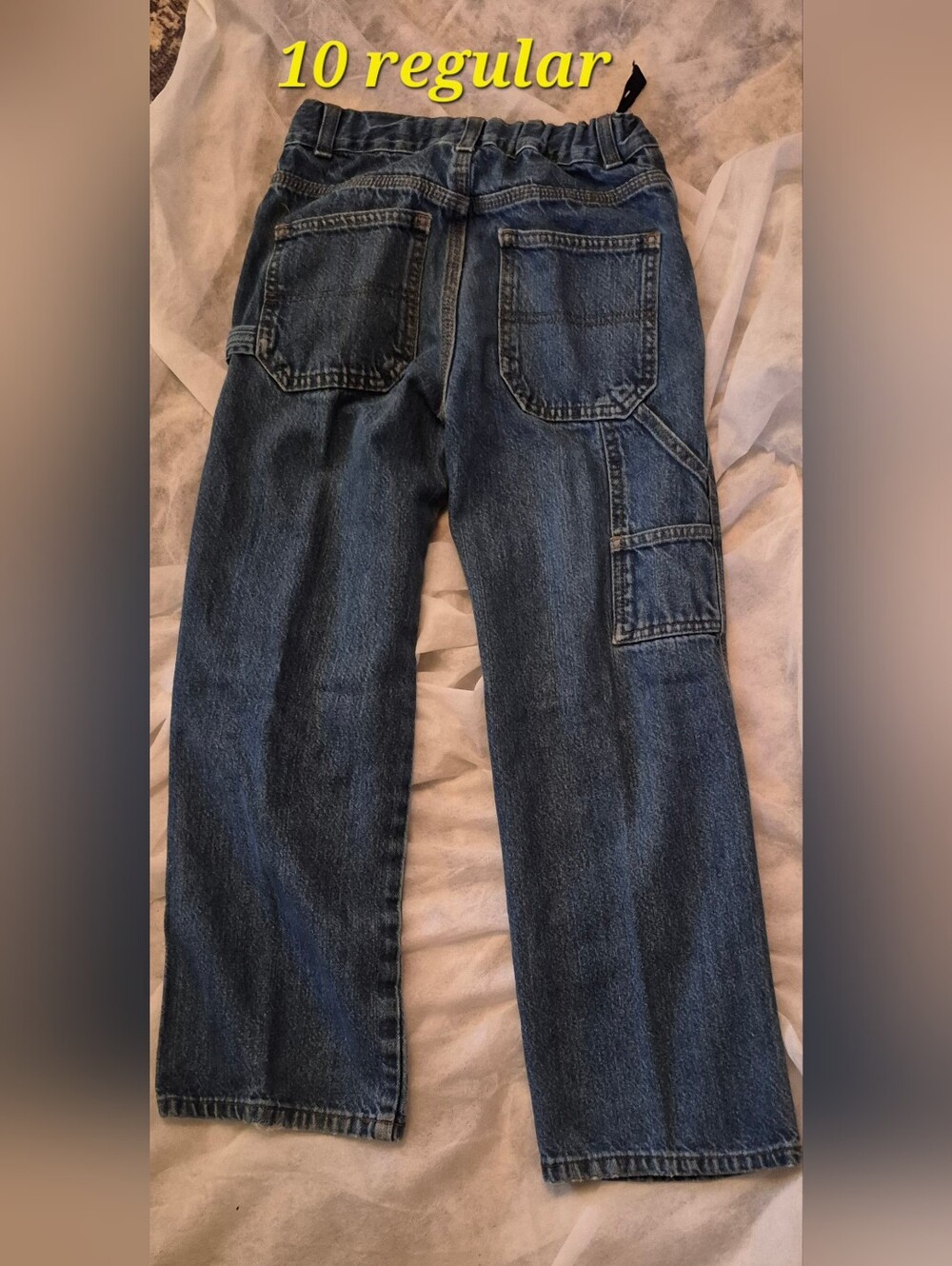Boys  Dark Blue Elastic-Waist Carpenter Jeans